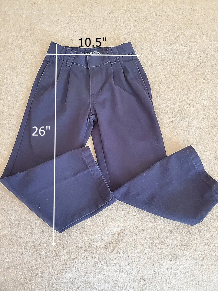 Pantalones French Toast Niño Pequeño Azul Marino Talla 6 Plisado Frontal Cintura Ajustable Foto 2 de 4