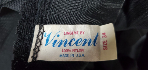 Vtg Vincent Slip Womens 34 Black Satin Lace Bust Sheer Full Lingerie Glam Sexy - Picture 2 of 15