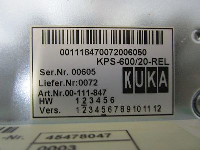 Kuka KPS-600/20-REL 00-111-847  Servo Drive KRC2 Controller