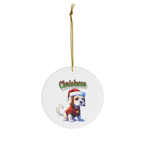 Christmas Pup  Ceramic ornament