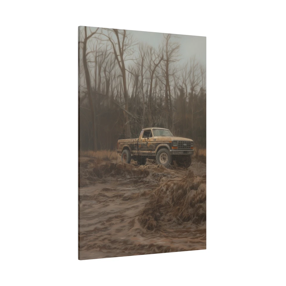 Ford F-150 Built Tough USA American Classic Forest Mud Truck | C30 Canvas Print - Image 2 of 4