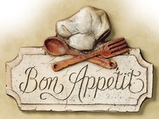 Bon Appetit, Retro metal Sign/Plaque Wall vintage / Kitchen Gift