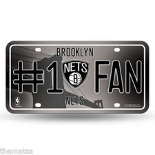 BROOKLYN NETS LOGO NUMBER ONE FAN NBA BASKETBALL LICENSE PLATE MADE IN USA