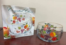 Crystal Clear Venetian Fruit 9' Bowl Trimmed in 22K Gold w/Box