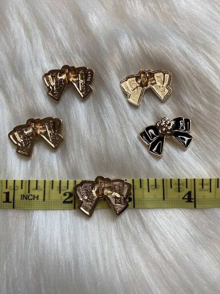 Black Camellia Flower Bow buttons Gold Color Lot Of 5 New DIY Sewing - Image 4 of 4