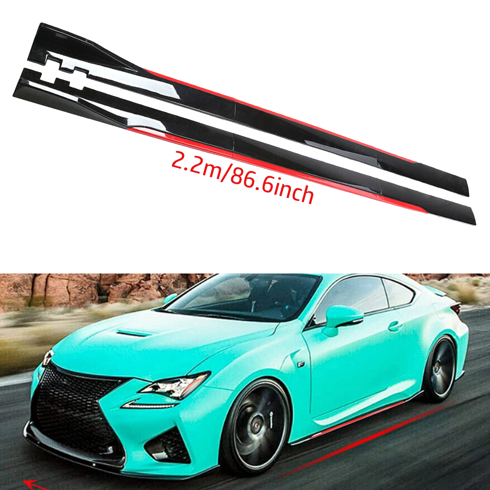 For Lexus RC350 RC300 F Side Skirt Extension Body Kit Splitter Spoiler Glossy