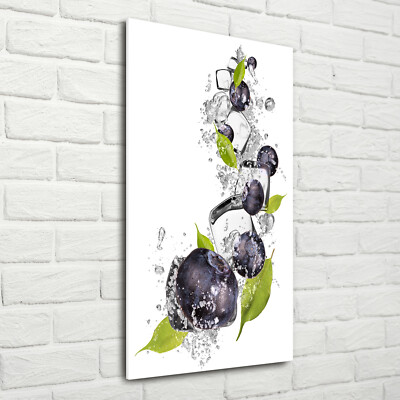 Wandbild Druck auf Plexiglas  Acryl Hochformat 70x140 Blaubeeren und Eis