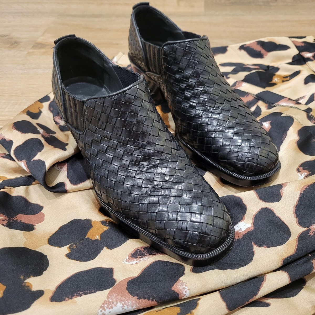 Vintage Cole Haan Basketweave Loafers Vintage COLE HAAN Basketweave Slip-On Heeled Loafer Black | eBay main image 2