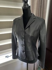 New $598 Lauren Ralph Lauren Black Leather Lamb Skin Blazer Jacket Size S