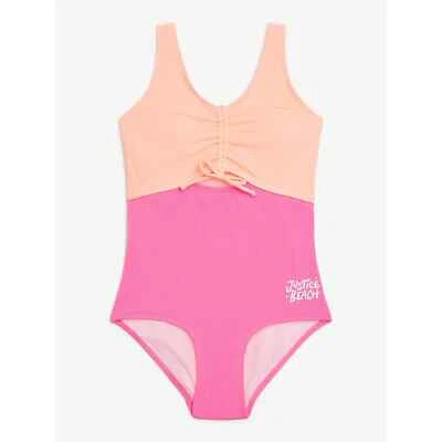 NWT Justice Girls One-Piece Cinched Bodice with cut Out Swimsuit M(10) - Image 1 of 3