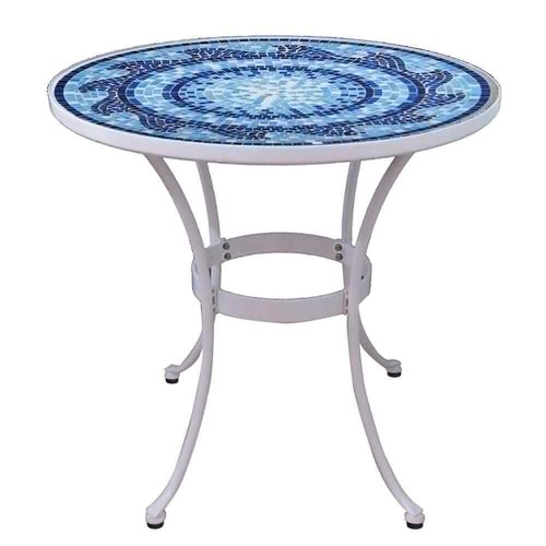 StyleWell Patio Bistro Table 28"x28" Round Coastal Glass Mosaic Top