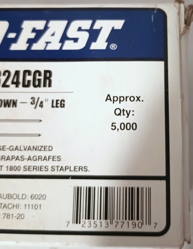 NEW DuoFast Staples Galvanized 18 gauge Full Box 5000 1/4" Crown 3/4" Leg - Picture 2 of 2