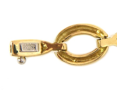Aaron Basha Diamond 18k Yellow Gold Oval Bar Link Bracelet - Picture 5 of 6