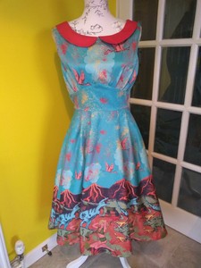 orange patterned dress