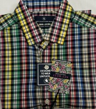 Hart Schaffner Marx Men Casual Short Sleeve Shirt Dark Navy Plaid Size M 21.00