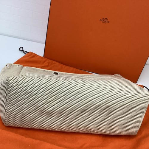 HERMES Her Bag Cabas GM Tote Bag Canvas beige gebraucht mit Box & Aufbewahrungstasche - Bild 8 von 10
