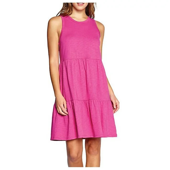 hot pink leopard dress Xpluswear Design Plus Size Casual Short Sleeve With Pockets Maxi ripple crepe main image 0