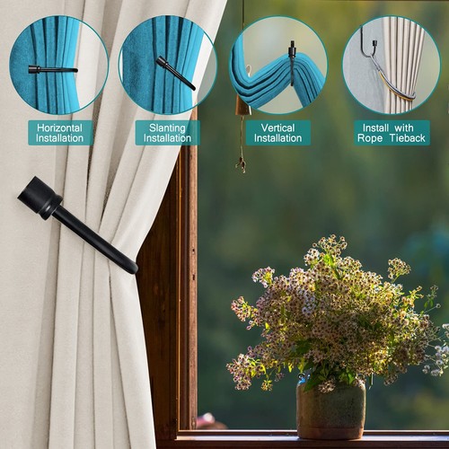 Curtain Holdbacks Black Curtain Tiebacks Hooks Heavy Duty Curtain Drapery Hooks - Picture 7 of 7