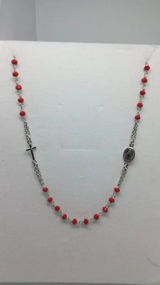Collier Chapelet Argent 925 Unisexe Madone Miraculeuse Croix Mod D&g Girogola - Photo 1/3
