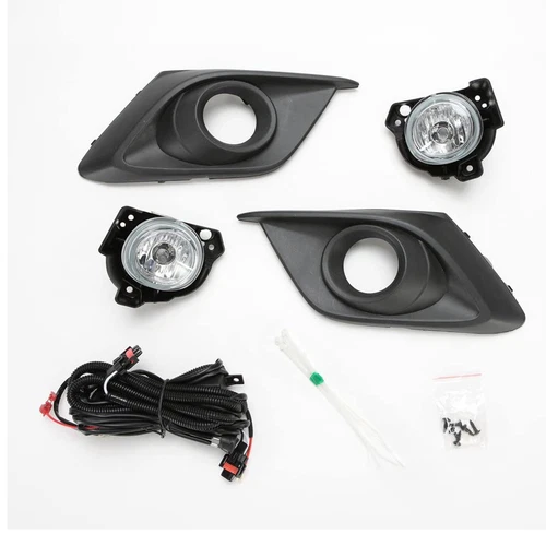 For 2014 2015 2016 Mazda 3 Clear Lens Fog Driving Light Kit with Black Bezel Switch Wires Bulbs