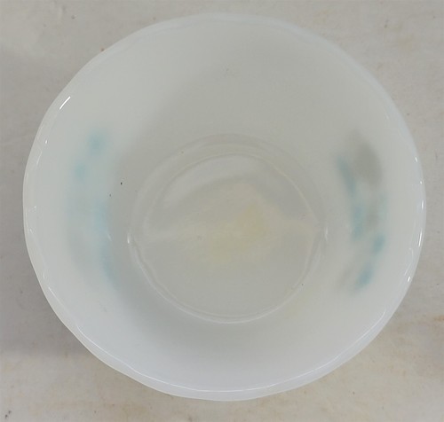 Vintage MCM Royal China Blue Heaven Weiß Milchglas Auflaufförmchen Pudding Dessert Tasse - Bild 5 von 7