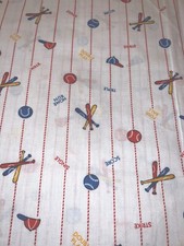 2pcs baseball-themed prints on lt-wt white cotton, 44 W, 2yds total lengths