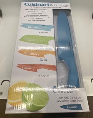 Cuisinart Advantage 10-Piece Ceramic Coated Stainless Steel Knife Set - Brand Ne