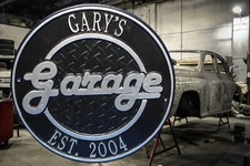 GARY'S Garage Shop Man Cave Shop Gift Home Decor Die cast Metal sign
