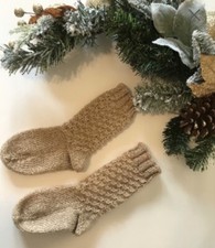 Sand Beige Hand Knitted Toddler Socks  Winter Fall Knee-High Leg Warmer Socks