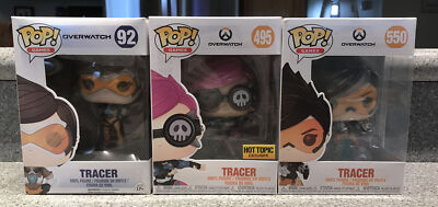 Funko Pop! Overwatch Tracer Lot of 3- Tracer #92, #495 (Hot Topic Excl)  #550