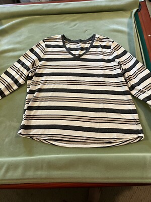 Basic Editions Women's Size XXL Striped 3/4 Sleeve Fashion Knit v