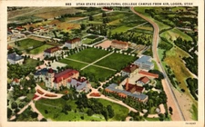 Utah State Agricultural College Campus Aerial View Logan, Utah UT Postcard c1931