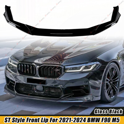 Gloss Black For 21-23 BMW F90 M5 LCI Performance Style Front Bumper Lip Splitter