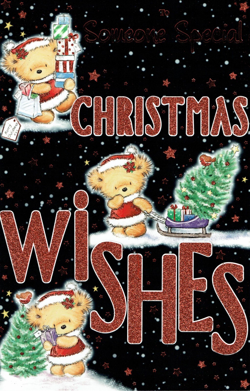 SOMEONE SPECIAL CHRISTMAS CARD, EX LARGE Cute Cute Bears  Design