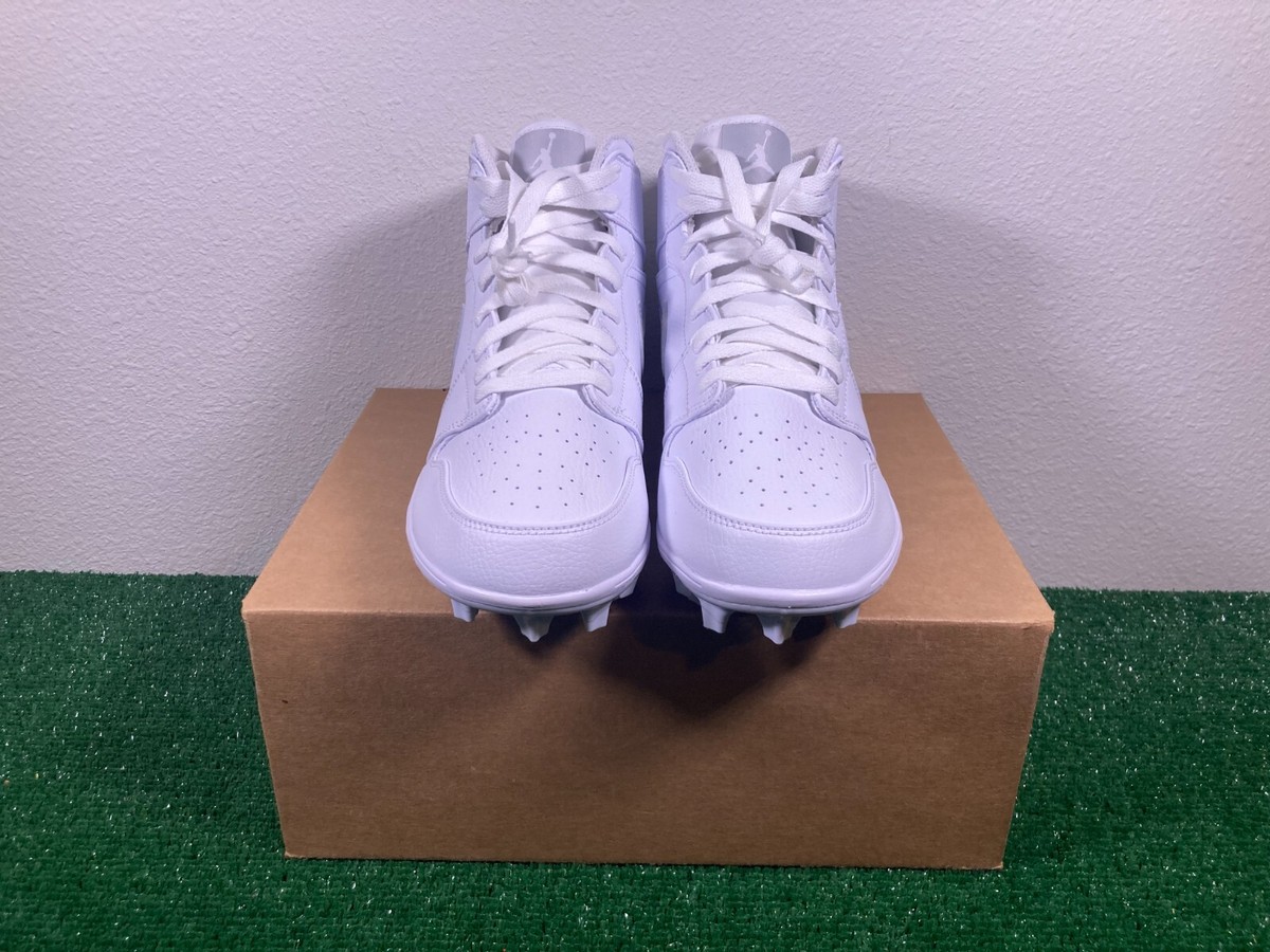 Sz 8 Men- Nike Air Jordan 1 Mid TD Football White Grey Fog Cleats