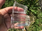 2  toute petite ANCIENNE VERRINE POT A CONFITURE EN VERRE EPAIS A FACETTES 1900