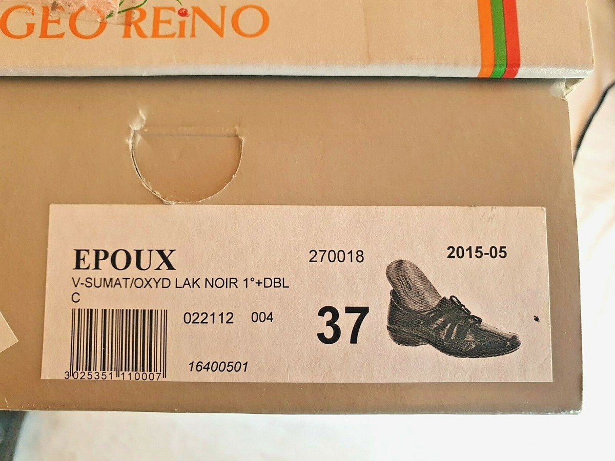 Chaussures Plates Geo Reino En Cuir Verni Noir - Taille 37 EU - Neuves Dans Leur Boîte - Style Décontracté