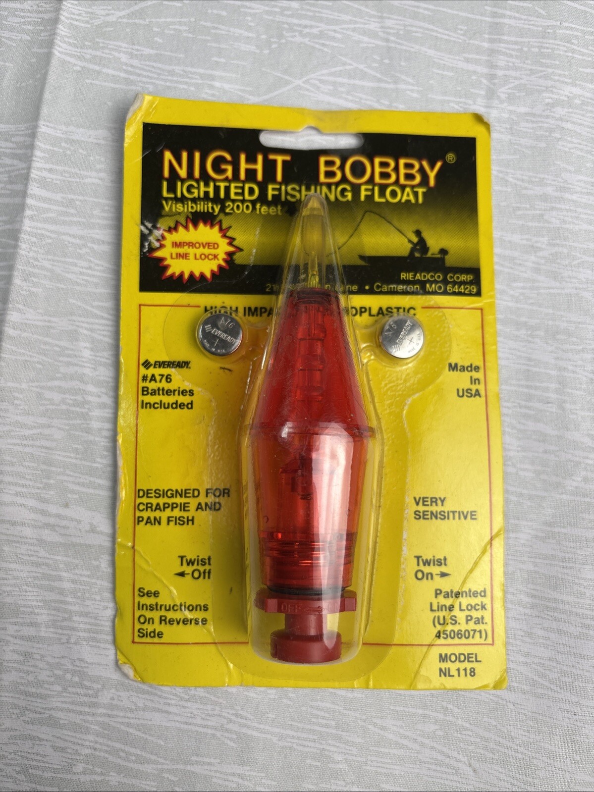 Vintage Bobby Lighted Night Fishing Float Bobber NOS Retro Fishing Gear  