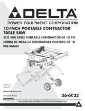 Delta 10" Contractor Table Saw 36-6022 Instruction Manual User Guide 