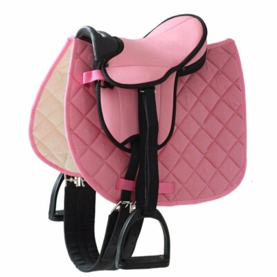 Sattelset ''Little Star'' pink  10 Zoll für Shetty Holzpferd  Komplett NEU