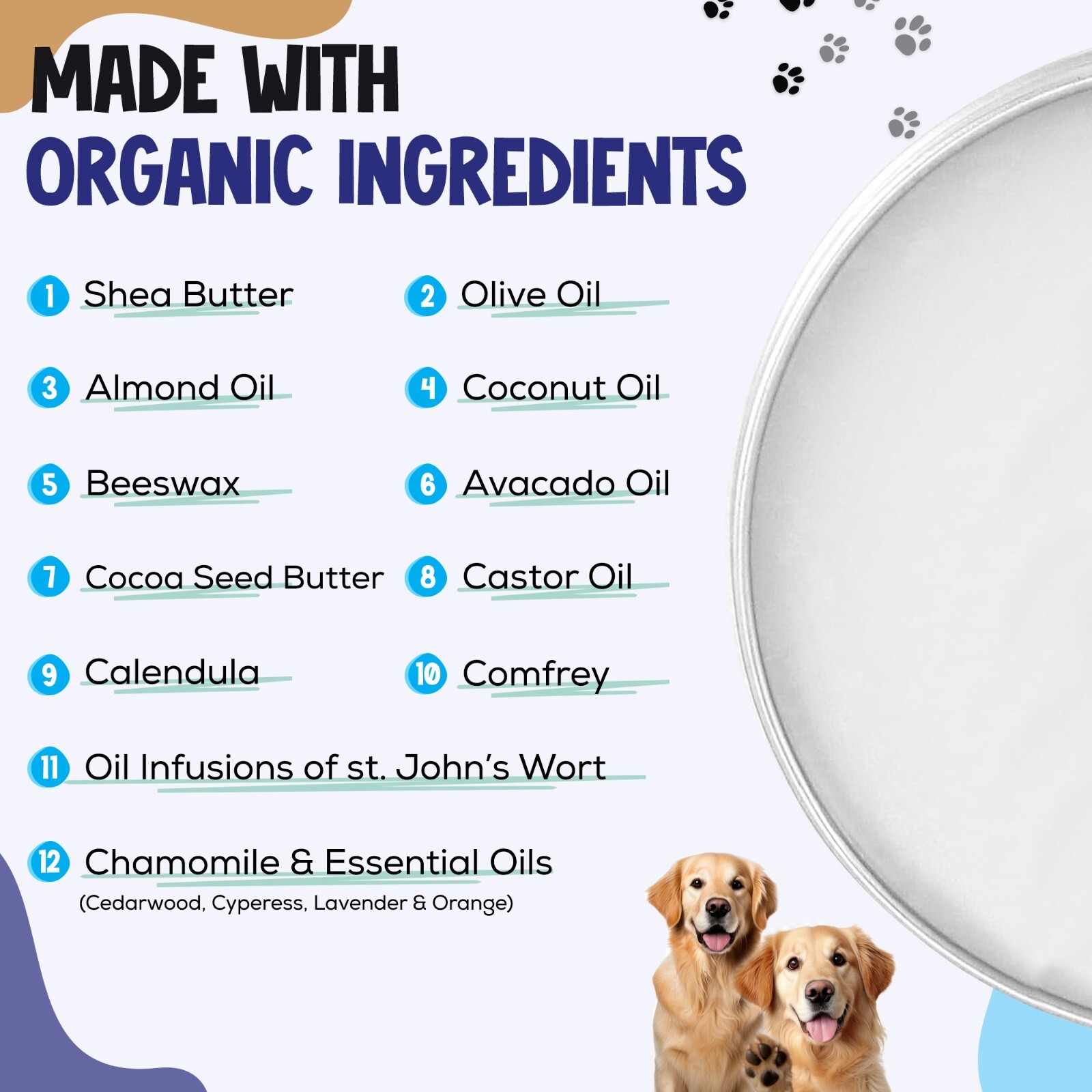 Dog Paw Balm with Shea Butter, Coconut Oil & Beeswax – 3-in-1 Natural Moisturize