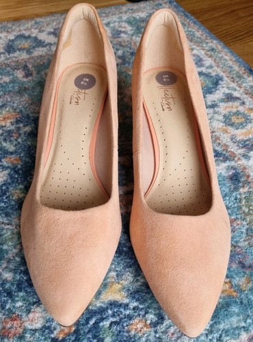 Clarks Linvale Jerica Heels Coral Leather Suede Shoes UK 6,5 ~leicht beschädigt~