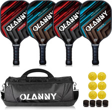 Graphite Pickleball Paddles Set Includes Pickleball Balls Replacement Grip 1 Bag