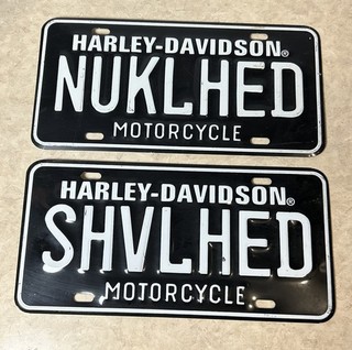 Harley Davidson ShovelHead & NuckleHead Black & White Metal License Plate Lot
