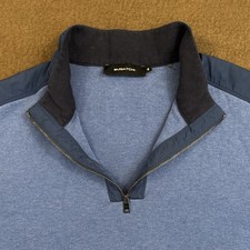 BUGATCHI Mens Blue Heather Quarter Zip Mock Neck Knit Pullover Sweater XL