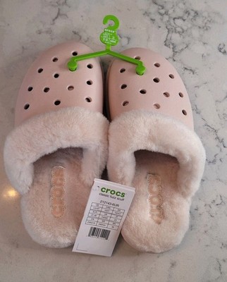 Crocs Classic Fuzz Scuff Slippers US m5/w7 Pink House Shoes