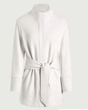Varley Anset Jacket Women  s L Gray Solid Belted Tie Closure Mid-Length