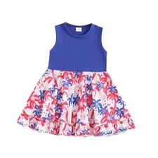Toddler Baby Girl 4th of July Outfit Flying Sleeve Stars 2-3T B-blue Fireworks
