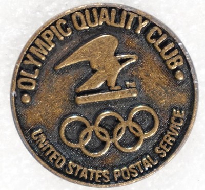 Olympic Quality Club Pinback Button United States Postal Service pin