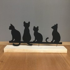 GATTI NERI  ARREDO DESIGN ARTIGIANALE IN LEGNO IDEA REGALO CATS SILHOUETTE